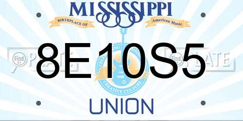 8E10S5 Mississippi License Plate