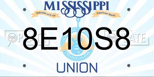 8E10S8 Mississippi License Plate