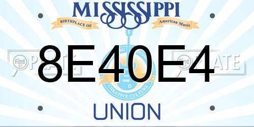 8E40E4 Mississippi License Plate