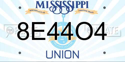 8E44O4 Mississippi License Plate