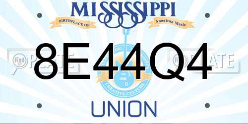 8E44Q4 Mississippi License Plate