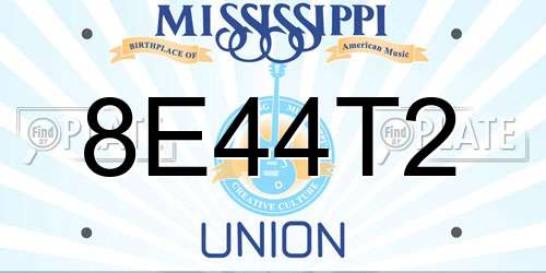 8E44T2 Mississippi License Plate