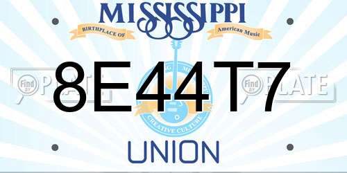 8E44T7 Mississippi License Plate