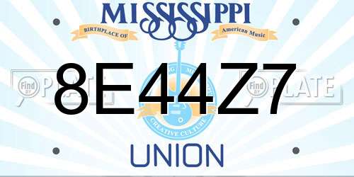 8E44Z7 Mississippi License Plate