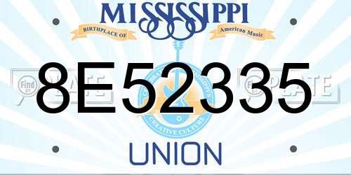 8E52335 Mississippi License Plate