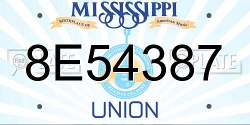 8E54387 Mississippi License Plate