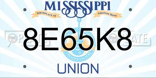 8E65K8 Mississippi License Plate