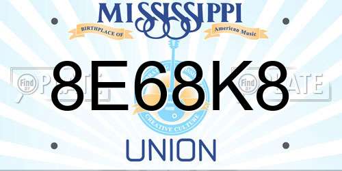 8E68K8 Mississippi License Plate