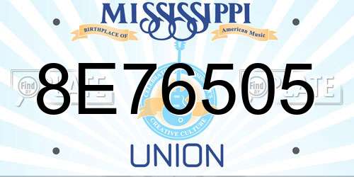 8E76505 Mississippi License Plate