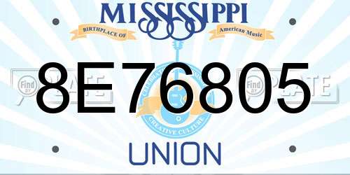 8E76805 Mississippi License Plate