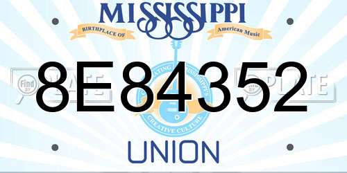 8E84352 Mississippi License Plate