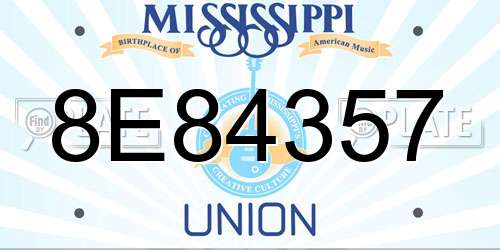 8E84357 Mississippi License Plate