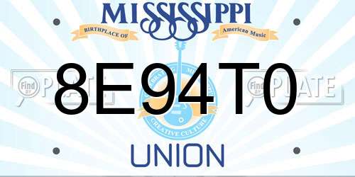 8E94T0 Mississippi License Plate