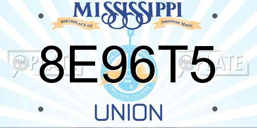 8E96T5 Mississippi License Plate
