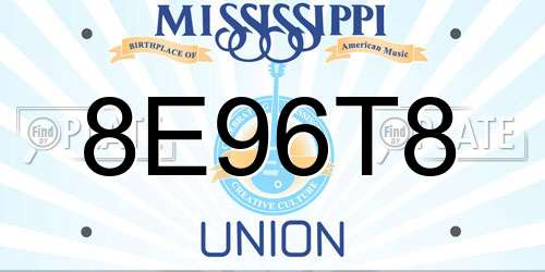8E96T8 Mississippi License Plate
