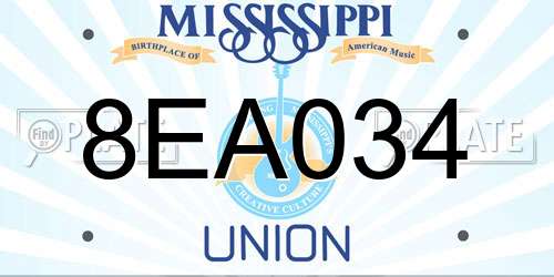 8EA034 Mississippi License Plate