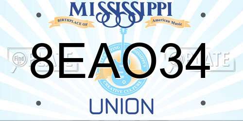 8EAO34 Mississippi License Plate