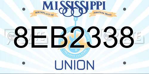 8EB2338 Mississippi License Plate