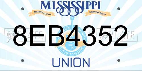 8EB4352 Mississippi License Plate