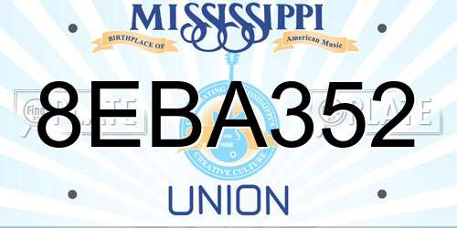 8EBA352 Mississippi License Plate