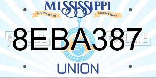 8EBA387 Mississippi License Plate