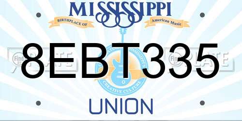 8EBT335 Mississippi License Plate