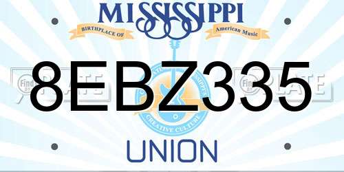 8EBZ335 Mississippi License Plate