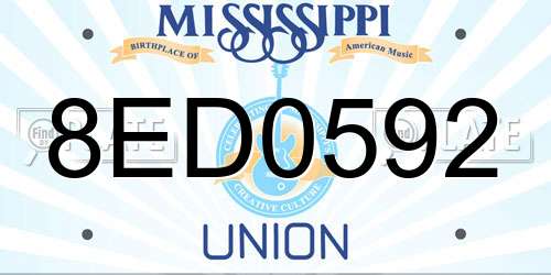 8ED0592 Mississippi License Plate