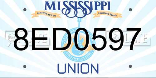 8ED0597 Mississippi License Plate