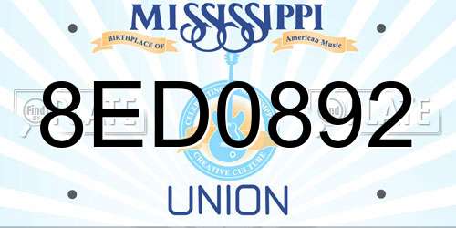 8ED0892 Mississippi License Plate
