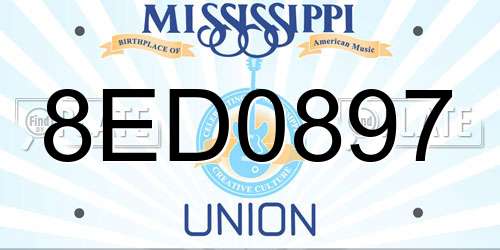 8ED0897 Mississippi License Plate