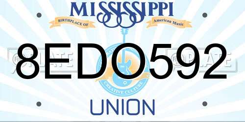 8EDO592 Mississippi License Plate
