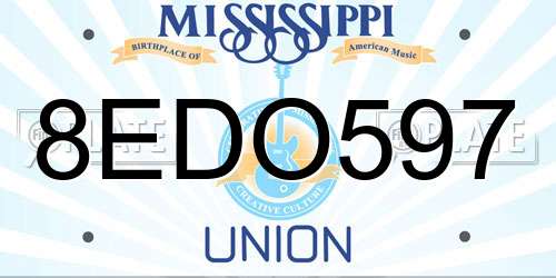 8EDO597 Mississippi License Plate