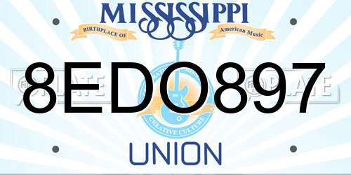 8EDO897 Mississippi License Plate