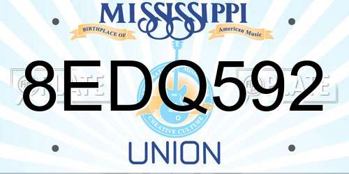 8EDQ592 Mississippi License Plate