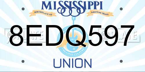 8EDQ597 Mississippi License Plate