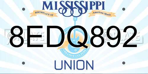 8EDQ892 Mississippi License Plate
