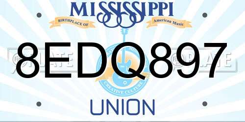 8EDQ897 Mississippi License Plate