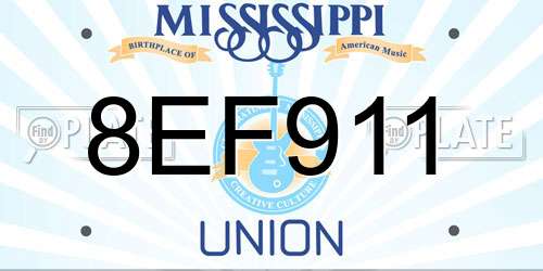 8EF911 Mississippi License Plate