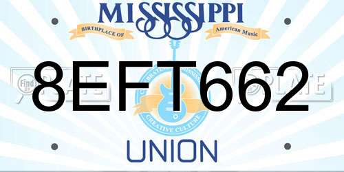 8EFT662 Mississippi License Plate