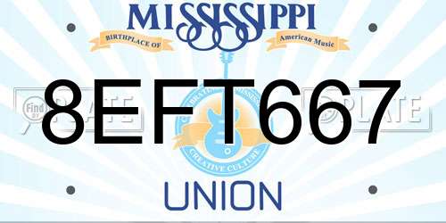 8EFT667 Mississippi License Plate