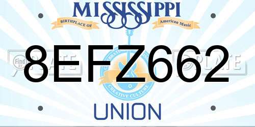 8EFZ662 Mississippi License Plate