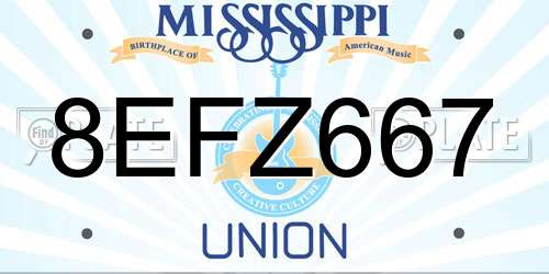 8EFZ667 Mississippi License Plate