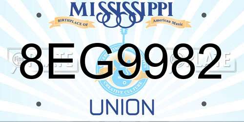 8EG9982 Mississippi License Plate