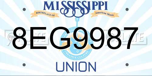 8EG9987 Mississippi License Plate
