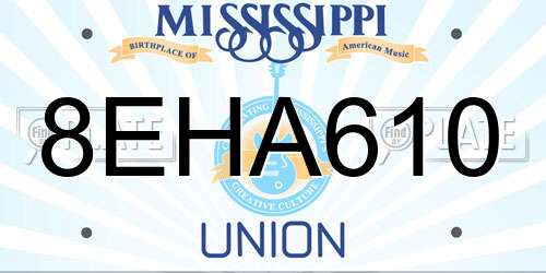 8EHA610 Mississippi License Plate