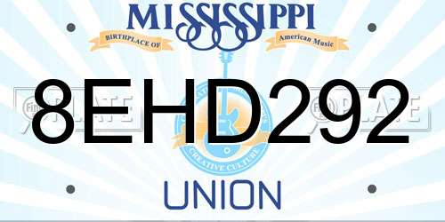 8EHD292 Mississippi License Plate