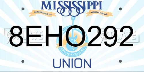 8EHO292 Mississippi License Plate