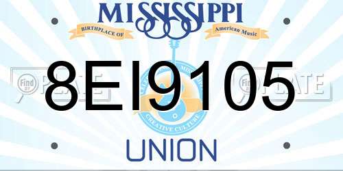8EI9105 Mississippi License Plate