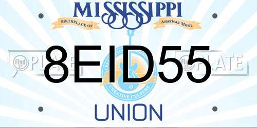 8EID55 Mississippi License Plate